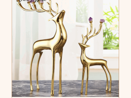 Luxury Amethyst Antler Deer - Elegant Brass Sculpture for Home Decor Hot on Sale