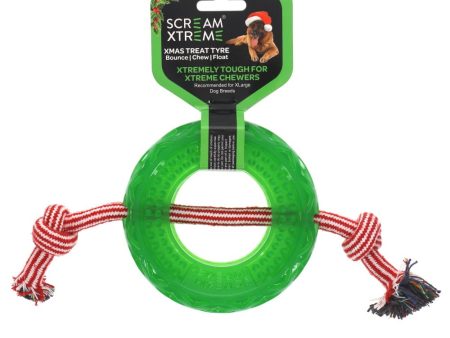 Scream Xtreme Christmas Treat Tyre Green with Rope Discount