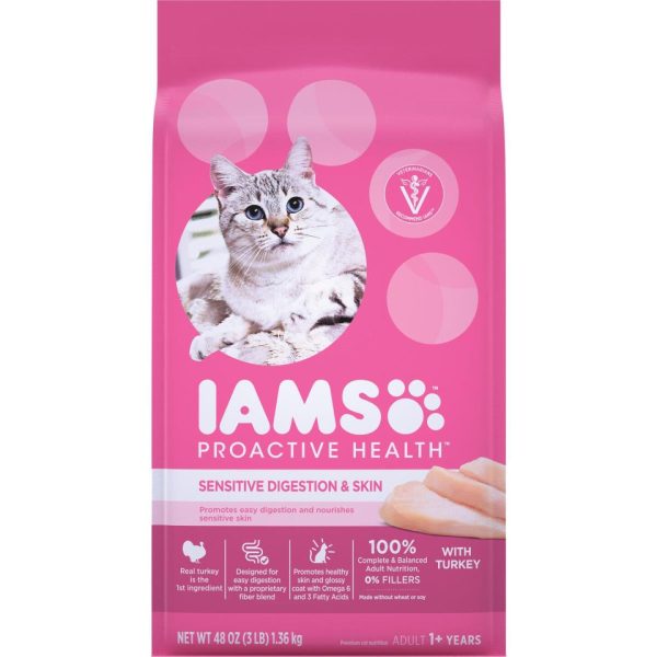 Iams Proactive Health Sensitive Digestion & Skin Formula 3 Lb. Turkey Flavor Adult Cat Food Online Sale