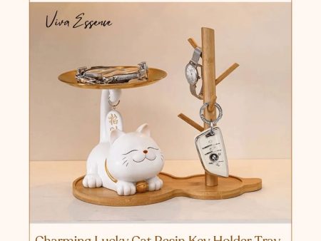 Charming Lucky Cat Resin Key Holder Tray - Home Decoration and Gift Online