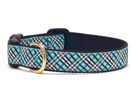 Up Country Dog Collar Aqua Plaid For Sale