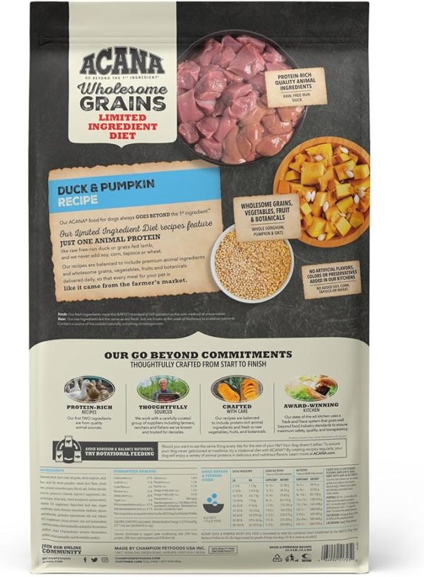 Acana Singles Wholesome Grains Dog Dry Food Duck & Pumpkin Online now