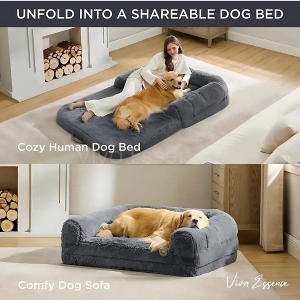 Giant Calming Orthopedic Human Dog Bed, Plush Faux Fur Online