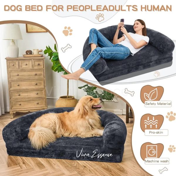 Giant Calming Orthopedic Human Dog Bed, Plush Faux Fur Online