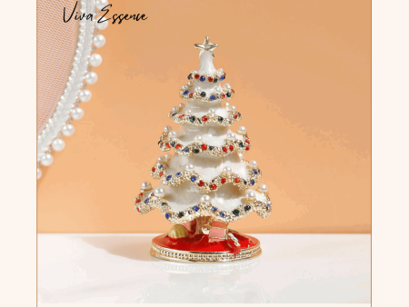 Sparkling Festive Tree - Enamel & Pearl - Encrusted Christmas Decor Jewelry Box on Sale