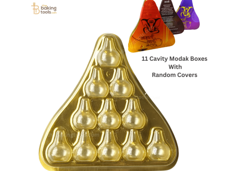 11 Cavity Modak Shaped Hamper Boxes With Golden Tray Clear Transparent Lid And Printed Modak Box Cover (Pack of 5) For Discount