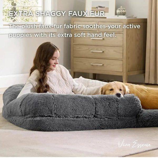 Giant Calming Orthopedic Human Dog Bed, Plush Faux Fur Online