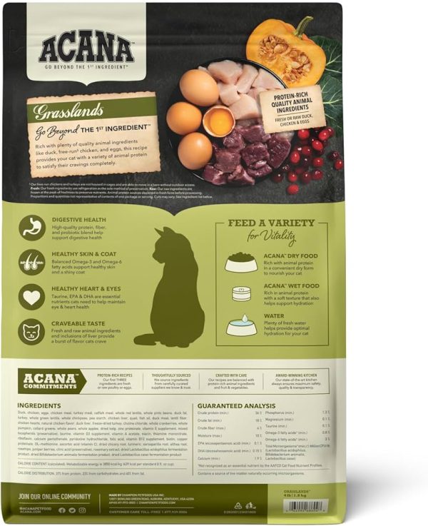 Acana Highest Protein Grain Free Cat Dry Food Grassland Hot on Sale