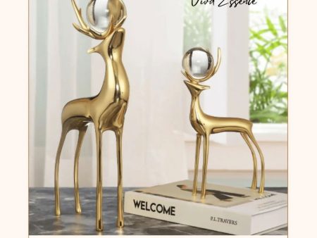 Luxurious Brass Crystal Deer Ornaments - Elegant Home Décor & Gift Sale