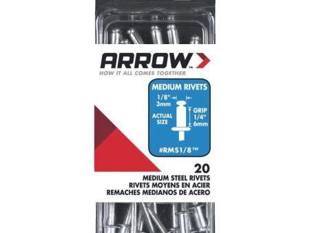 Arrow 1 8 In. x 1 4 In. Steel Rivet (20 Count) For Sale