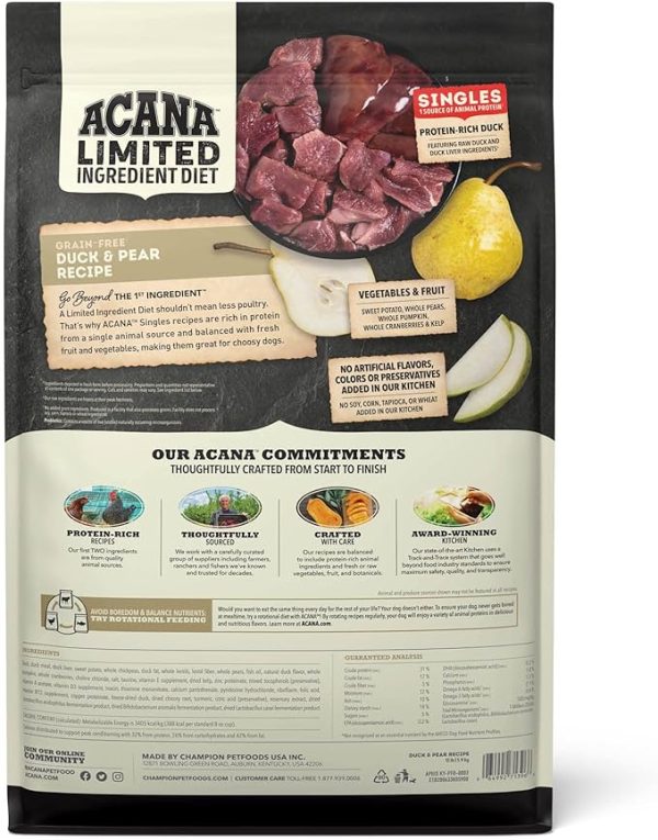 Acana Singles Grain Free Dog Dry Food Duck & Pear Hot on Sale