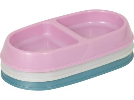 Designer Plastic 7 Oz. Small Double Bowl Pet Dish Cheap