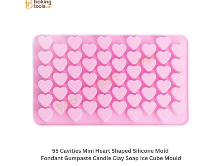 55 Cavity Mini Heart Silicone Mould Chocolate Fondant Candle Mold on Sale